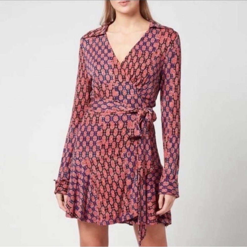 Free People Pink and Blue Patterned Dress